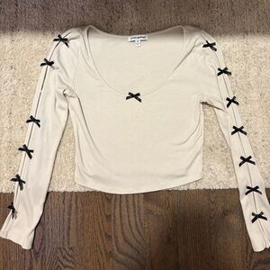 Bow Long Sleeve Crop Top